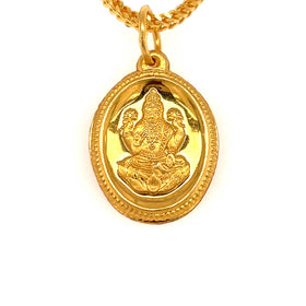 22K Gold Large Lakshmi and OM Engraved Pendant