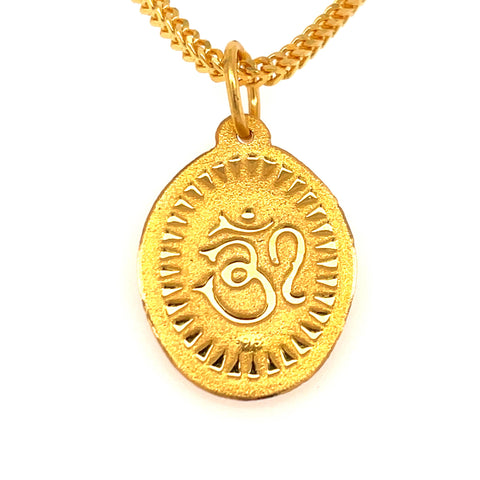 22K Gold Large Lakshmi and OM Engraved Pendant