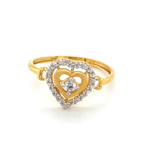 22K Gold CZ Sweet Heart Ring