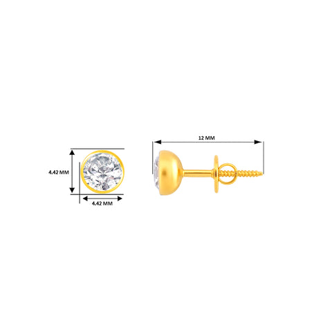 22k Yellow Gold Cubic Zirconia Stud Earrings with gold weight of 0.798g