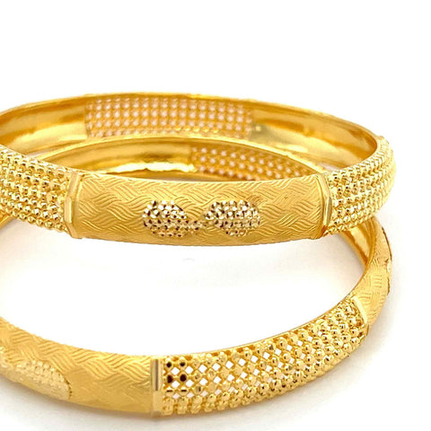 22K Gold Laser Cut Textured Bangles - Pair