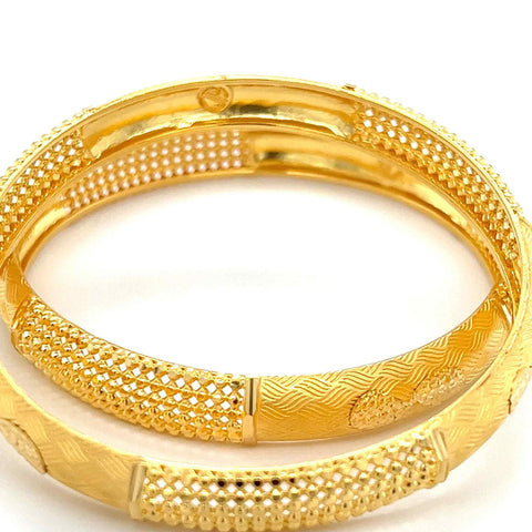 22K Gold Laser Cut Textured Bangles - Pair