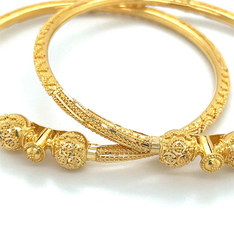 22K Gold Ornate Pipe Hinge Bangles - Pair