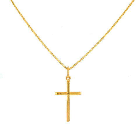 22K Gold Classic Solid Cross Pendant