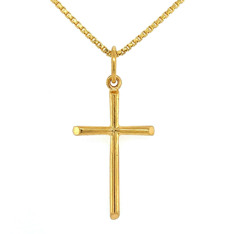 22K Gold Classic Solid Cross Pendant