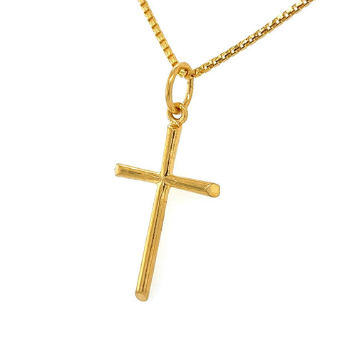 22K Gold Classic Solid Cross Pendant