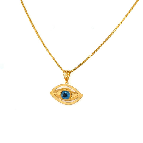 22K Gold Evil Eye Simple Pendant