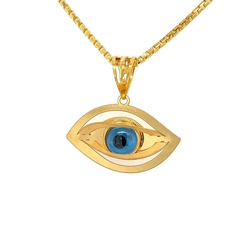 22K Gold Evil Eye Simple Pendant