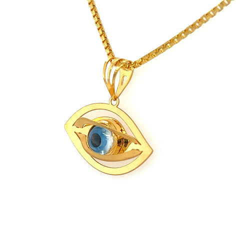 22K Gold Evil Eye Simple Pendant