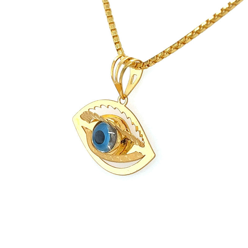 22K Gold Bue Evil Eye Pendant