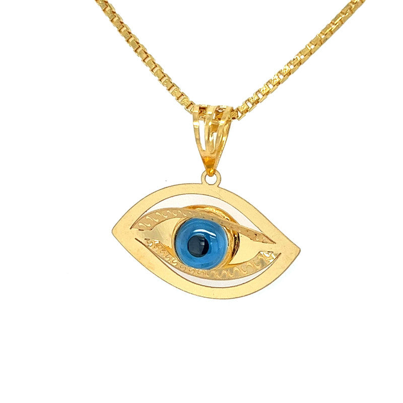 22K Gold Talisman Evil Eye Pendant