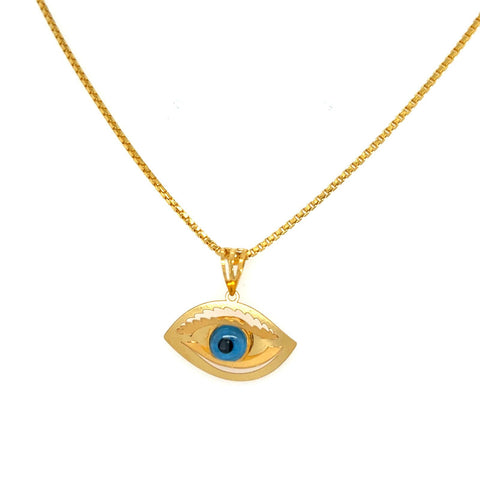 22K Gold Charming Evil Eye Pendant