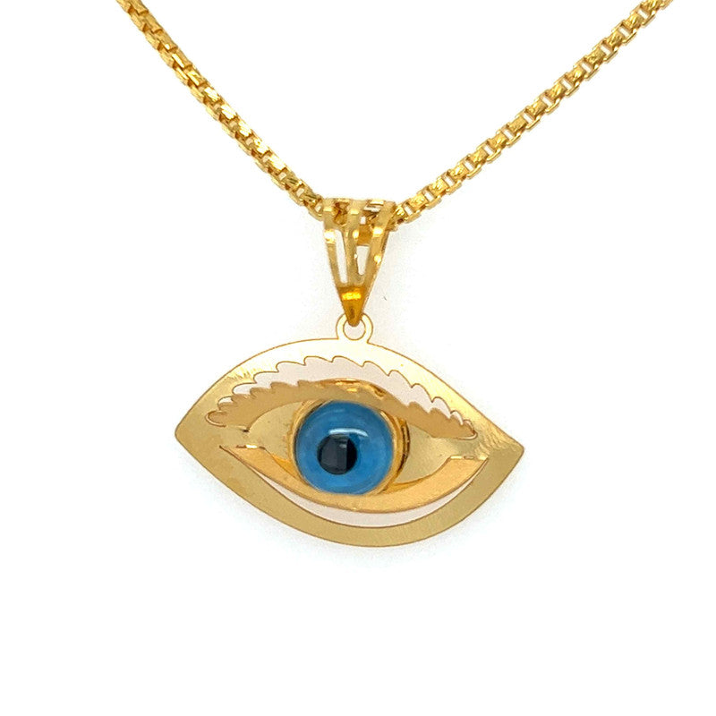 22K Gold Charming Evil Eye Pendant