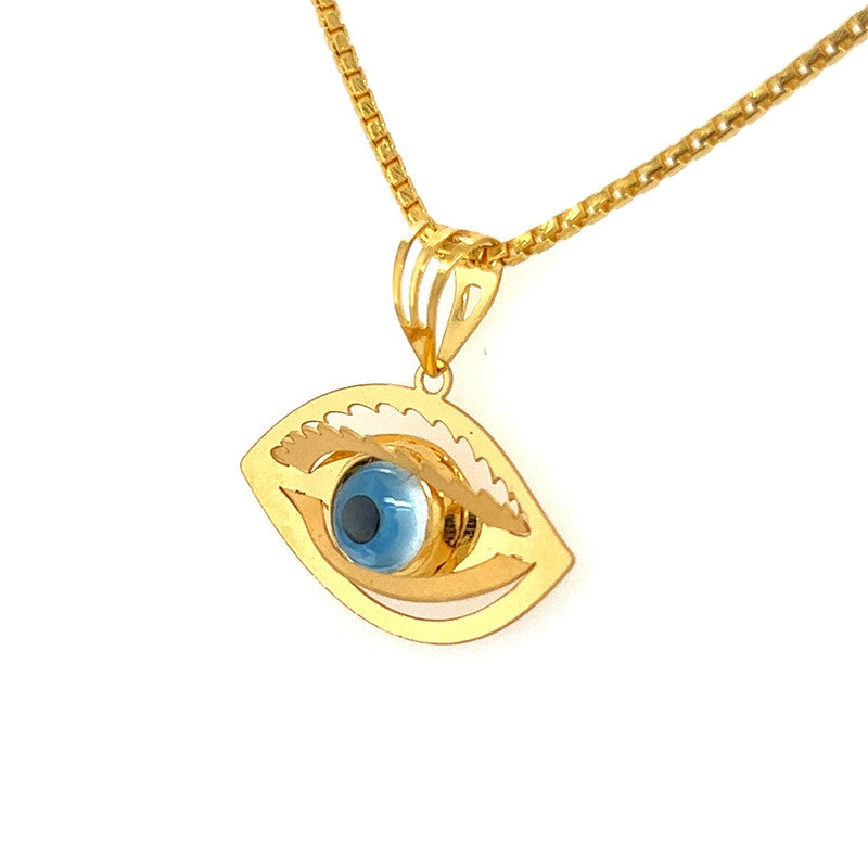 22K Gold Charming Evil Eye Pendant