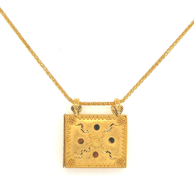 22K Gold Box Style Locket Taweez Pendant