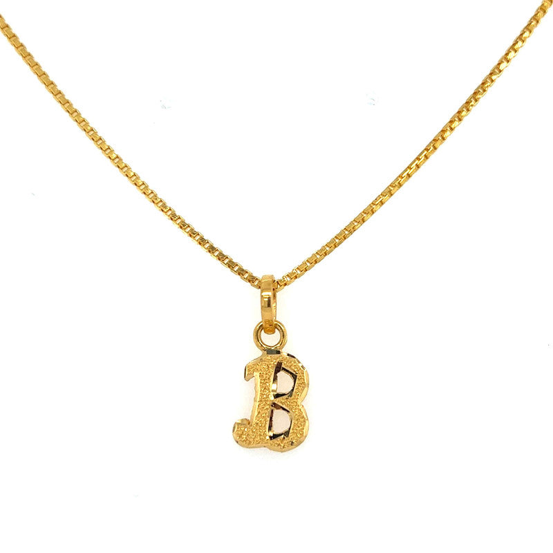 22K Gold Dual Finish "B" Initial Pendant