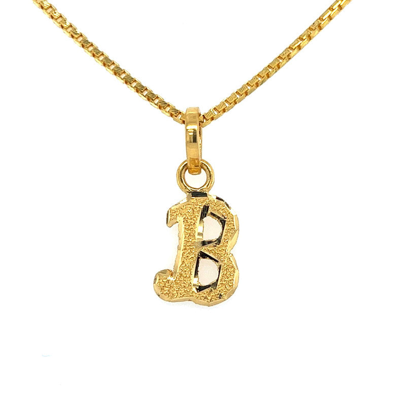 22K Gold Dual Finish "B" Initial Pendant