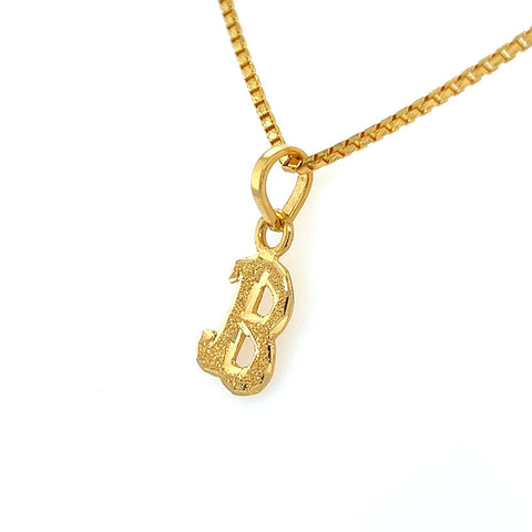 22K Gold Dual Finish "B" Initial Pendant