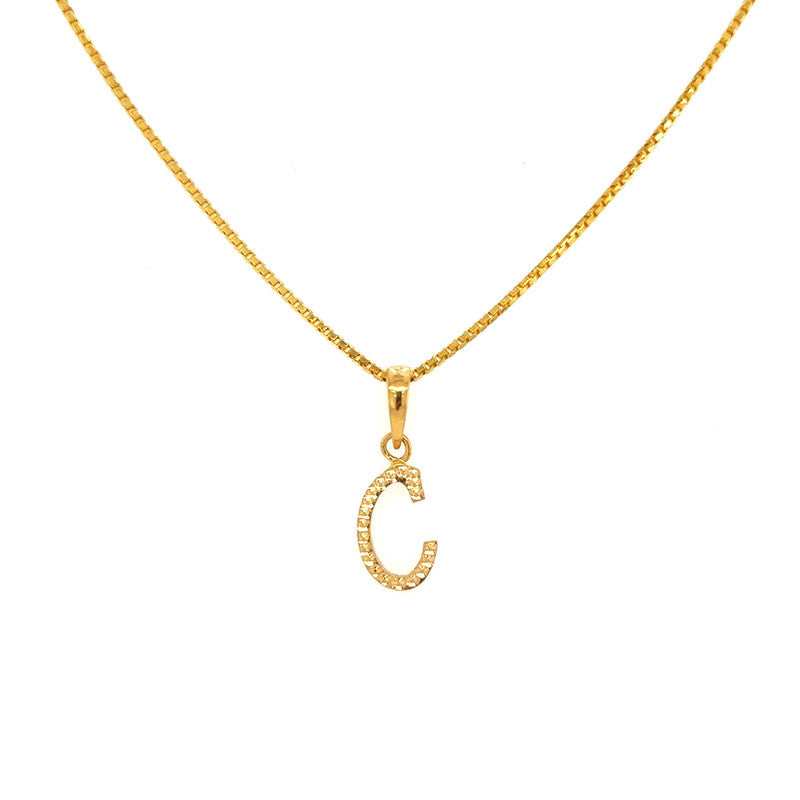 22K Gold "C" Initial Pendant