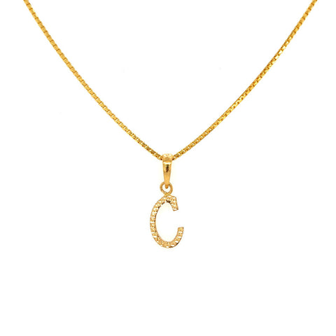 22K Gold "C" Initial Pendant