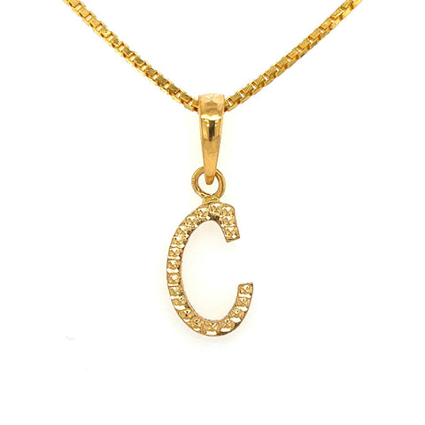 22K Gold "C" Initial Pendant