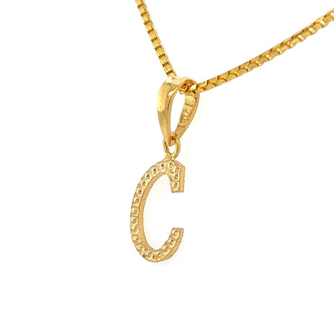 22K Gold "C" Initial Pendant