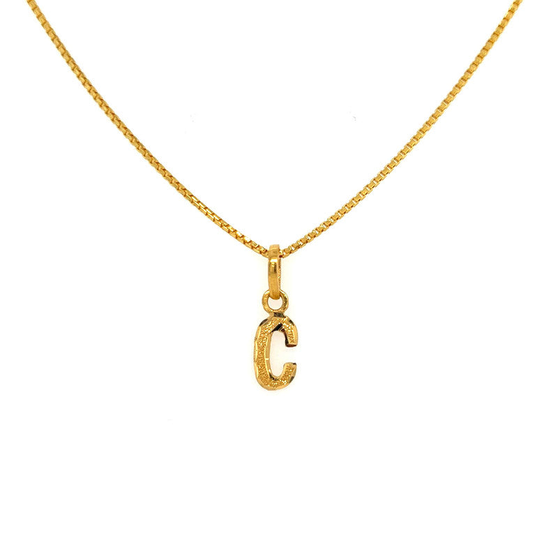 22K Gold Lightweight "C" Initial Pendant