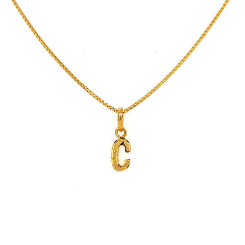 22K Gold Lightweight "C" Initial Pendant