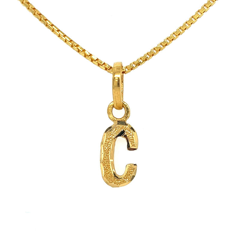 22K Gold Lightweight "C" Initial Pendant