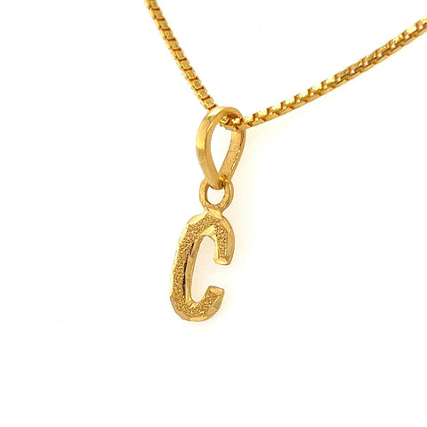 22K Gold Lightweight "C" Initial Pendant