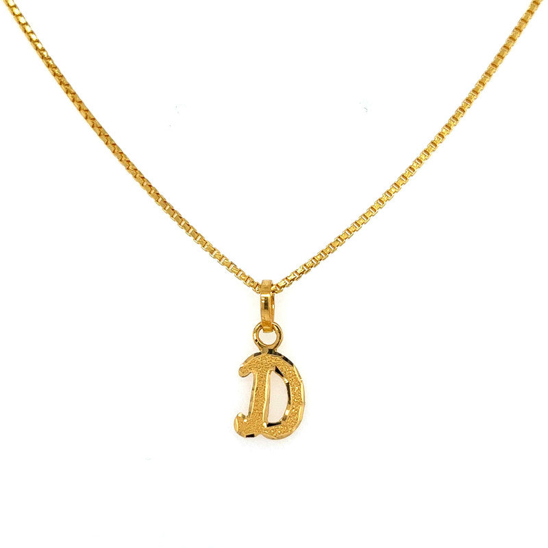 22K Gold Dual Finish "D" Initial Pendant