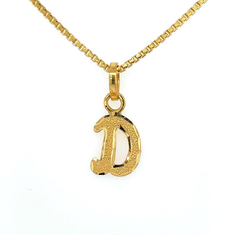 22K Gold Dual Finish "D" Initial Pendant