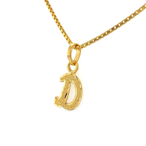 22K Gold Dual Finish "D" Initial Pendant