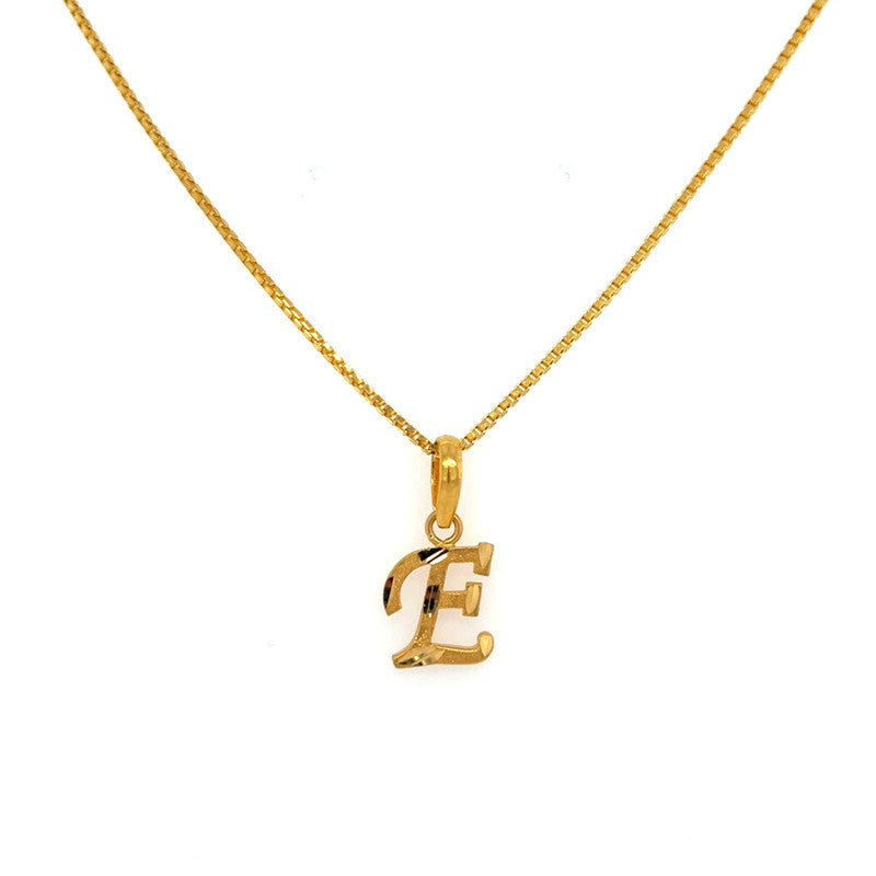 22K Gold Script "E" Initial Pendant