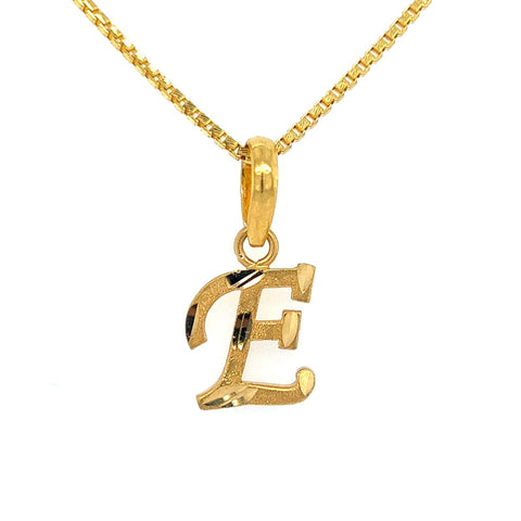 22K Gold Script "E" Initial Pendant