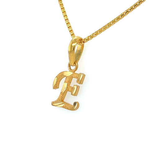 22K Gold Script "E" Initial Pendant