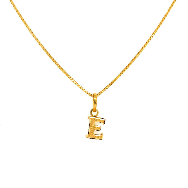 22K Gold "E" Initial Pendant