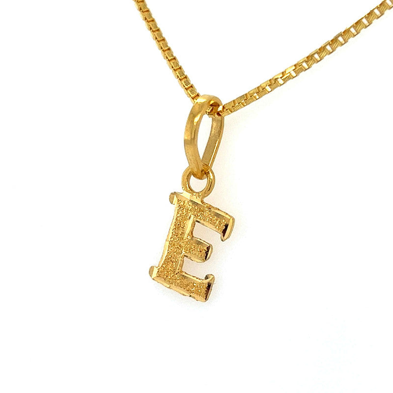 22K Gold "E" Initial Pendant