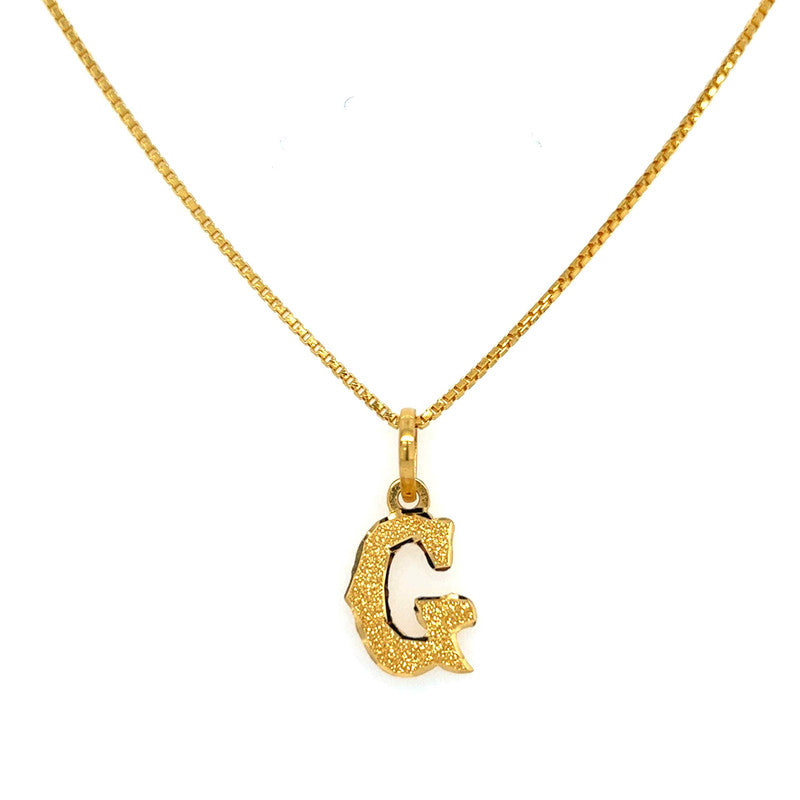 22K Gold "G" Initial Alphabet Pendant