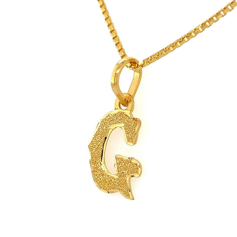 22K Gold "G" Initial Alphabet Pendant