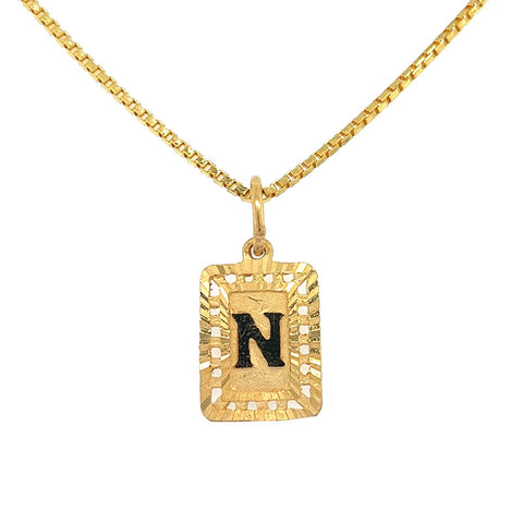 22K Gold "N" Initial Alphabet Pendant