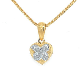 22K Gold Two Tone Textured Heart Pendant