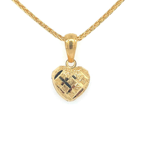 22K Gold Puffed Heart Pendant