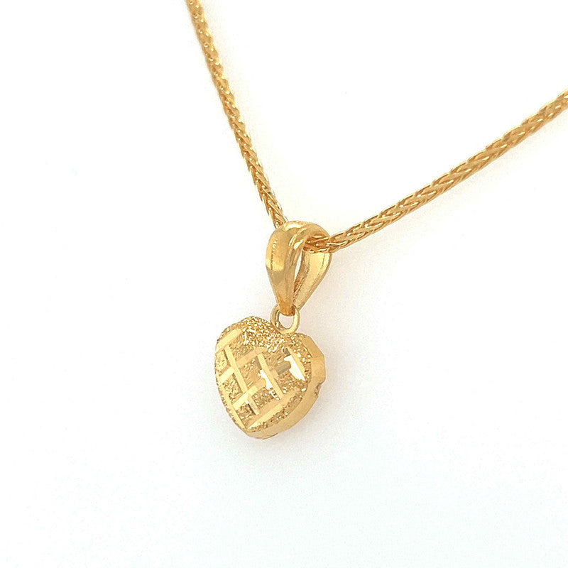 22K Gold Puffed Heart Pendant