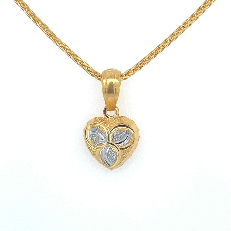 22K Gold Two Tone Laser-Cut Heart Pendant