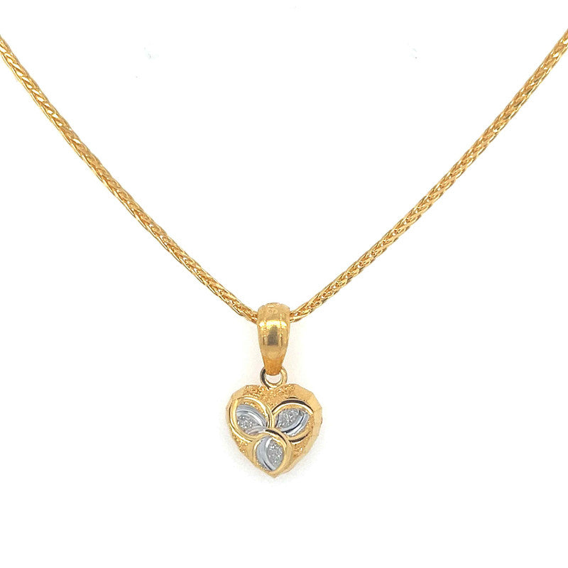 22K Gold Two Tone Laser-Cut Heart Pendant