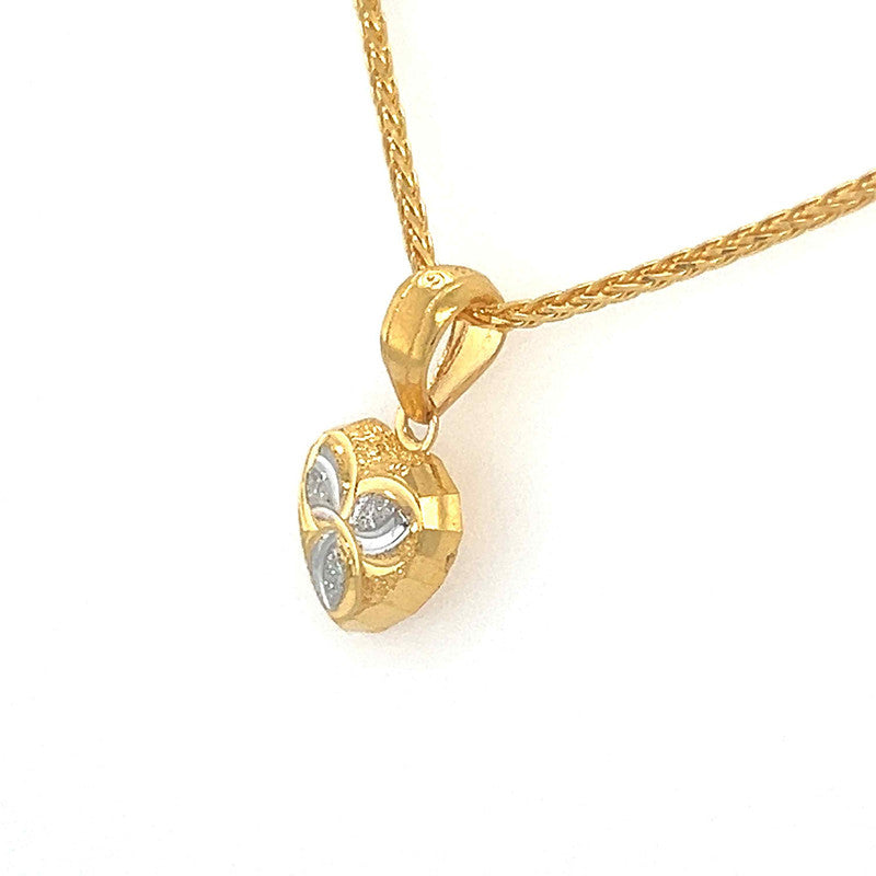 22K Gold Two Tone Laser-Cut Heart Pendant