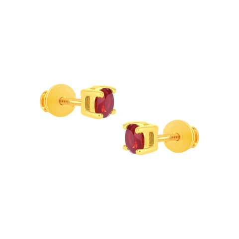 22k Yellow Gold Ruby Stud Earrings with Ruby with gold weight of 1.457g