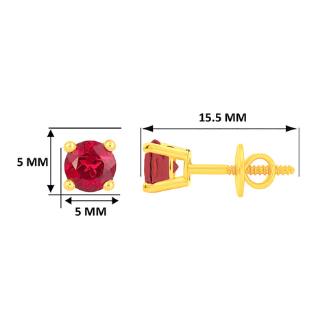 22k Yellow Gold Ruby Stud Earrings with Ruby with gold weight of 1.457g