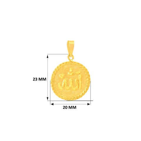 22K Yellow Gold Religious Allah Pendant with gold weight of 1.59g